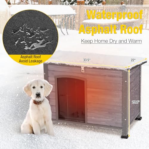 Heated Dog House Outdoor Dog Kennel with Insulated Liner All