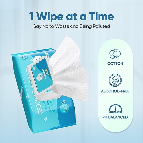 Natural Pet Grooming Wipes (2 Packs with Lid-200 counts)