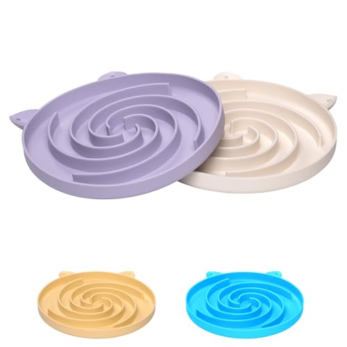 Slow Feeder Cat Bowl (Purple and White)