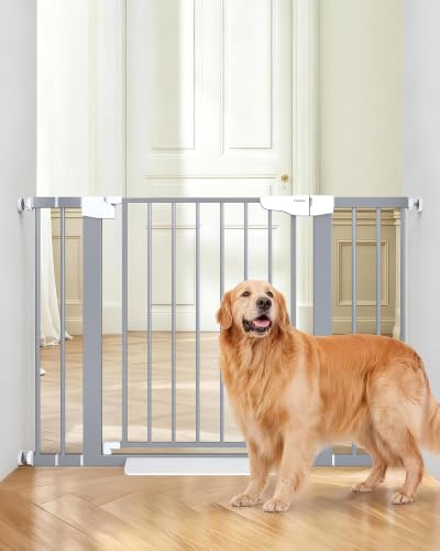 30 46" Baby Gate for Stairs (Gray / 30"-46" W x 30.5" H)