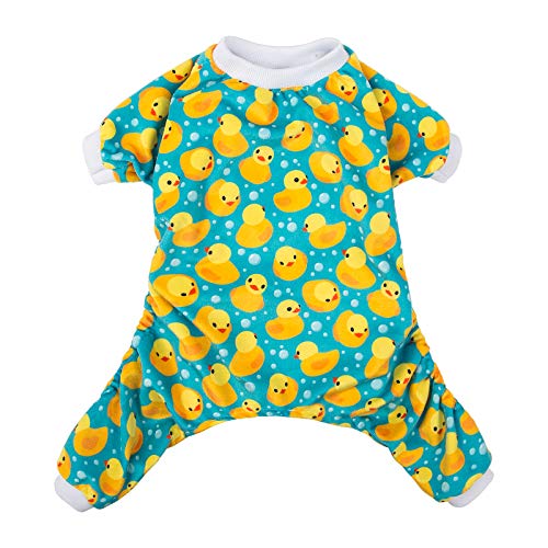 Dog Halloween Pajamas Puppy Onesies Small Dogs Soft Pjs Coat Cat Apparel Comfy Pet Christmas Clothes Outfit Doggie Bodysuit (X-Large / A07-Yellow Ducks)