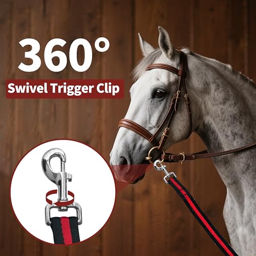 Lunge Line for Horse (Black&Red&Black / 26ft/8m)