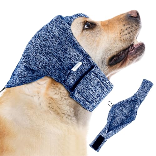 Adjustable Dog Ear Muffs Dog Ear Cover for Hematoma Ear Muffs Noise Protection Fireworks Ear Protector (Blue / Small)