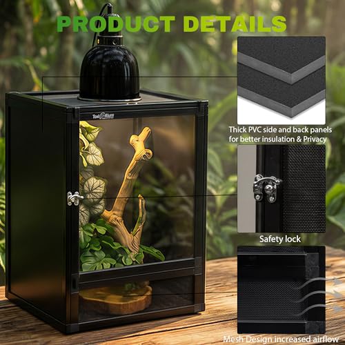 12"x12"x18" Reptile Terrarium (12x12x18 inch-two doors / Black)