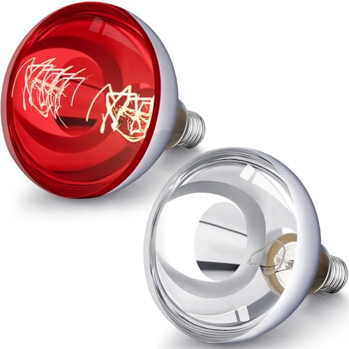 2 Pack Heat Lamp Bulbs 250 Watt (Silver, Red)