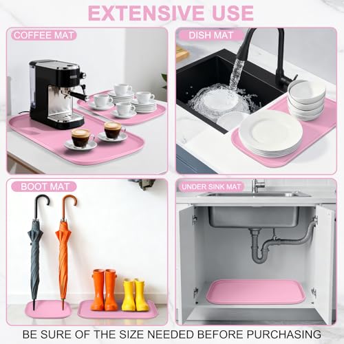 Waterproof Silicone Pet Food Mat with Raised Edge for Dog & Cat (Pink / 19"L x 12"W)