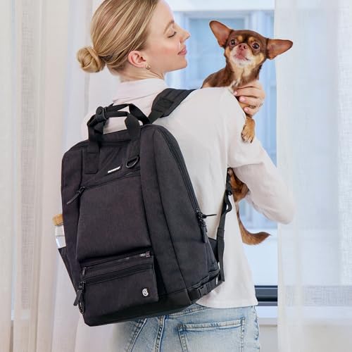 Porter 2-in-1 Dog Gear Travel Backpack - 10 Pockets, Graphite (Graphite)