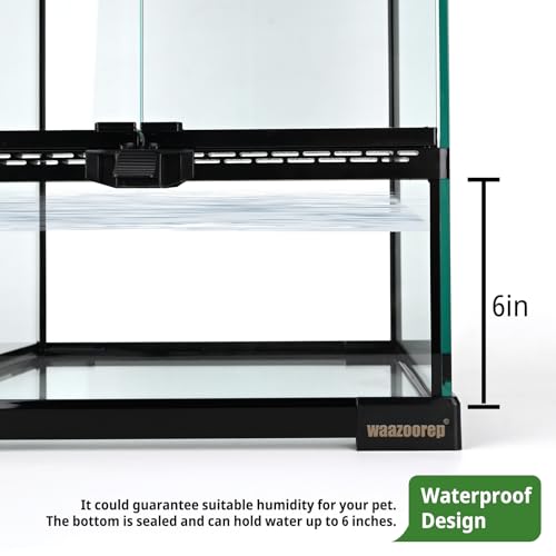 11 Gallon Reptile Glass Tank Vertical Terrarium 12"x12"x18" Habitat Enclosure with Front Openning Door and Top Screen Ventilation for Geckos (12x12x18 inch)