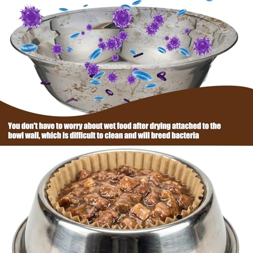 600 Pcs Disposable Pet Bowl Liner for Cat Dogs (Khaki)