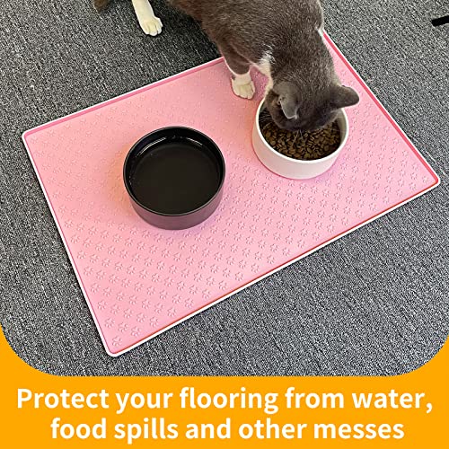 Pet Placemat for Dog and Cat (18"L x 12"W / Pink)