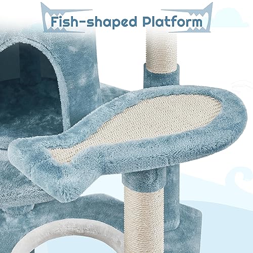 Blue Cute Shark Cat Tree for Kittens