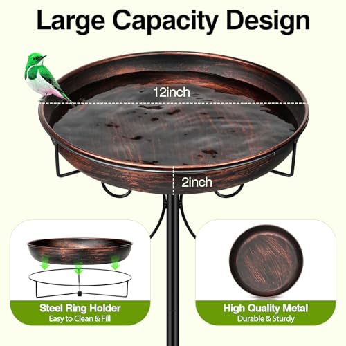 35In Metal Bird Bath for Outside (Antique Bronze)