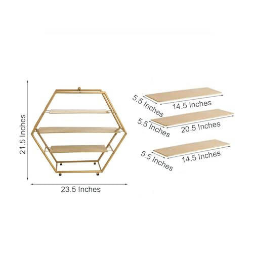 Efavormart 3 Tier Metal Hexagon Cupcake Stand 21" Matte Gold (3-Tier 21" Hexagon / Gold)