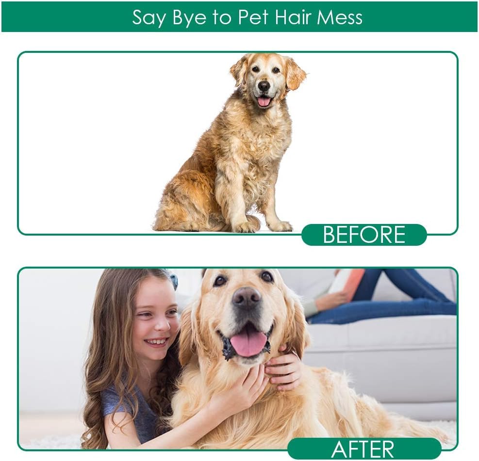 Pet Hair Removal Glove with 255 Silicone Tips for Dogs & Cats (Green)