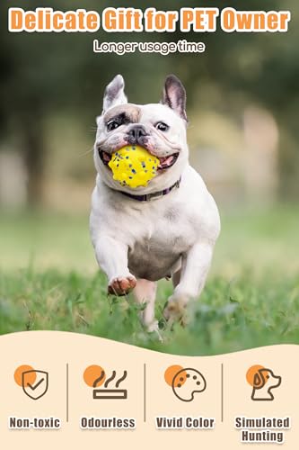 1.96'' Dog Balls for Dogs Aggressive Chewers Indestructible Tennis Durable Bouncy Interactive Dog Toy Balls for Fetch Game Floating Training (Yellow-Small)