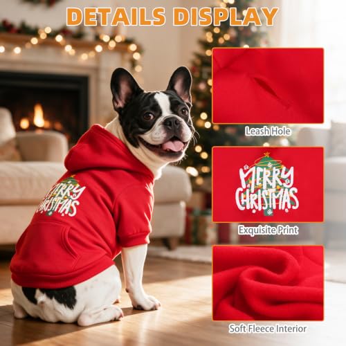 Christmas Dog Hoodie for Medium Large Dogs (Christmas Red / X-Large)