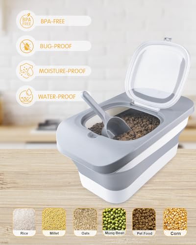13Lbs Collapsible Dog Food Storage Container (Grey1-13lbs)