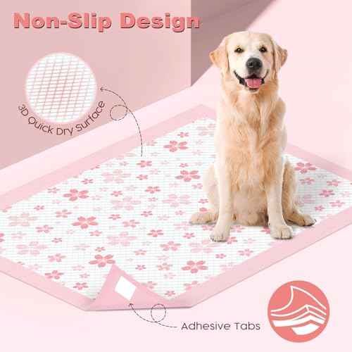 Pink Puppy Pads with Adhesive Tabs Disposable Pee Pads 28x34in 30Ct (28x34in | 30Ct-Pink)