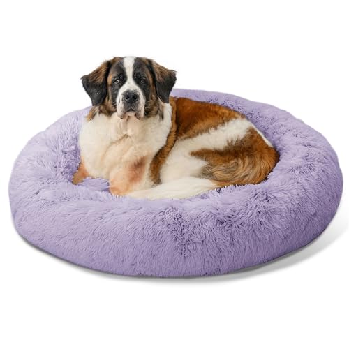 The Original Calming Donut Dog Bed for Extra (Lavender Shag / X-Large)