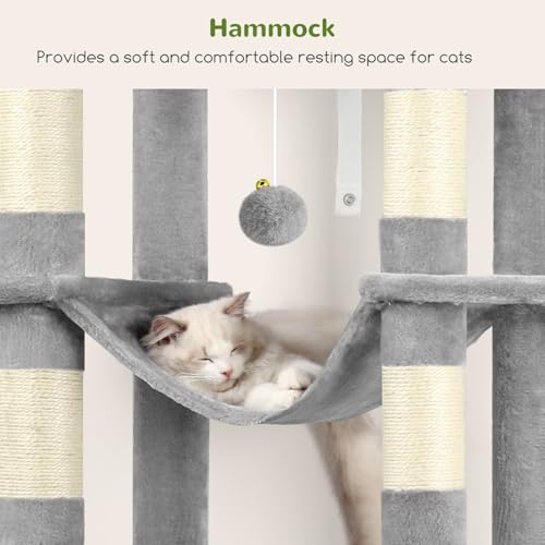 Giant Tall Heavy Duty Cat Tower for Indoor Large Cats (Light Grey / 83 inch)