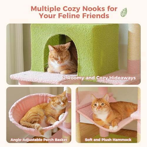 Flower Cat Tree Tall 70.8" for Adult Indoor Cats (70.8" Tall Cat Tree / Pink)