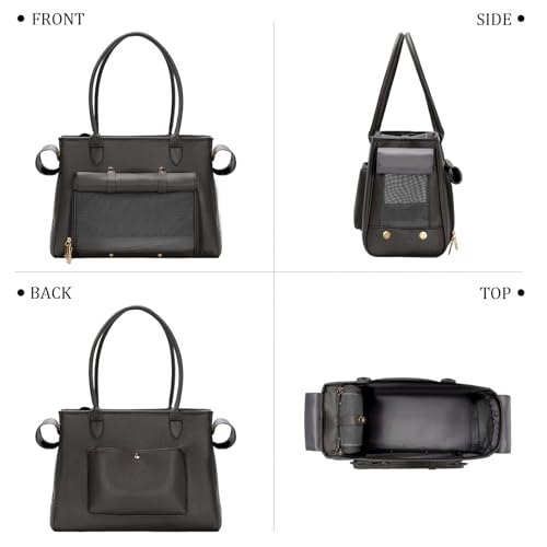 Fashion Pet Carrier Purse for Small Cat and Dog (Black / 15.8"L x 7.5"W x 11.8"H)