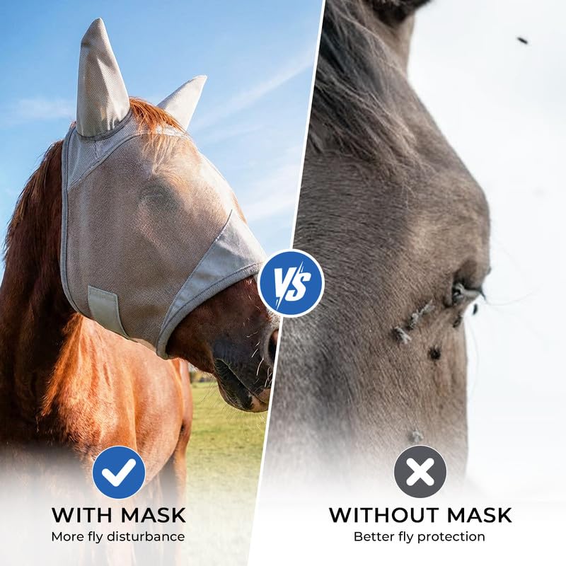 Horse Fly Mask with Ears (L)