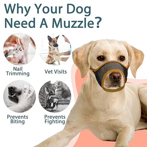 Dog Muzzle for Large Medium Small Dogs German Shepherd Labrador (Brown / S(Snout:7.75"-8.75"))