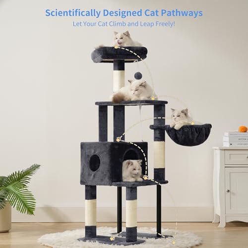 Cat Tree with Toy (Smoky Gray / 49.2 inch)