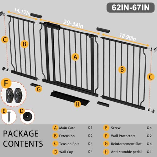 62 67 Inch Extra Wide Baby Gate Easy Walk (Gate: 62-67 Inch)