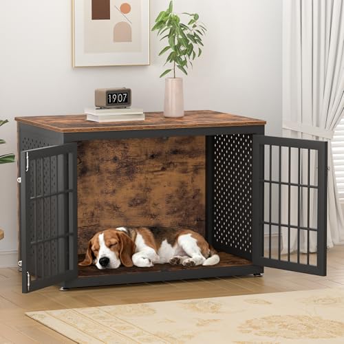 38" Heavy Duty Dog Crate Furniture for Large and Medium Dogs (38.4"L x 25.0"W x 27.6"H / Brown)