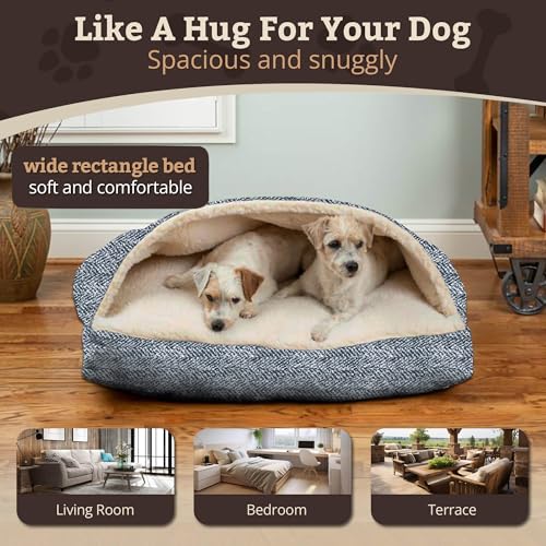 Rectangle Cozy Cave Dog Bed (Palmer Indigo / Extra Large)