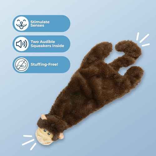 2-in-1 Stuffless Squeaky Dog Toy - Monkey, Large (Brown Monkey / Large)