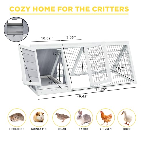 Rabbit Hutch Chicken Coop Outdoor A (Grey)
