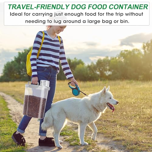 Cat Dog Food Storage Container 5 to 7 lbs with Pet Can Cover and Mixing Spoon (Light Grey 6Qt)