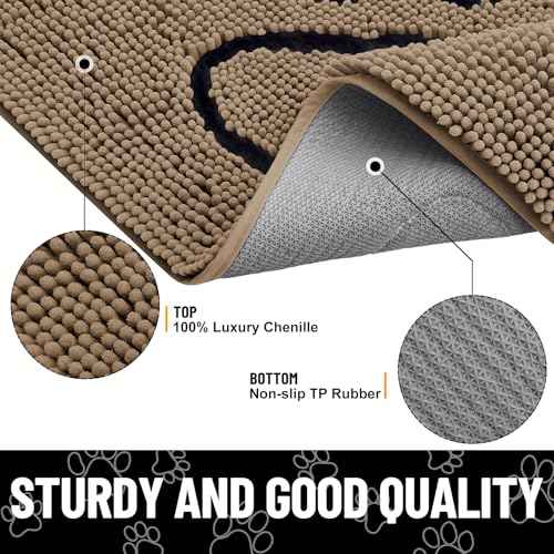 Dog Door Mat for Muddy Paws (70"X32" / Camel and Black)