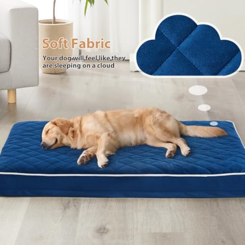 Orthopedic XXL Dog Beds for Large Senior Dog Bed Comfy Sleeping (Blue / 55"L x 42"W x 4"Th)