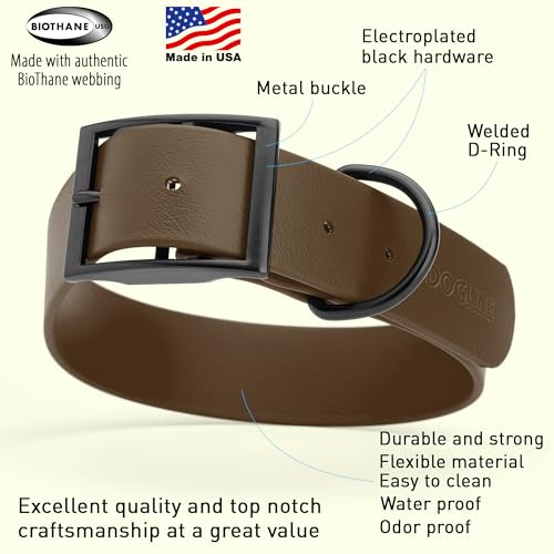 Biothane Waterproof Dog Collar Strong Coated Nylon Webbing with Black Hardware Odor