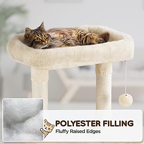 63in Sturdy Large Cat Tree for Indoor Heavy Cats (Beige / 63in)