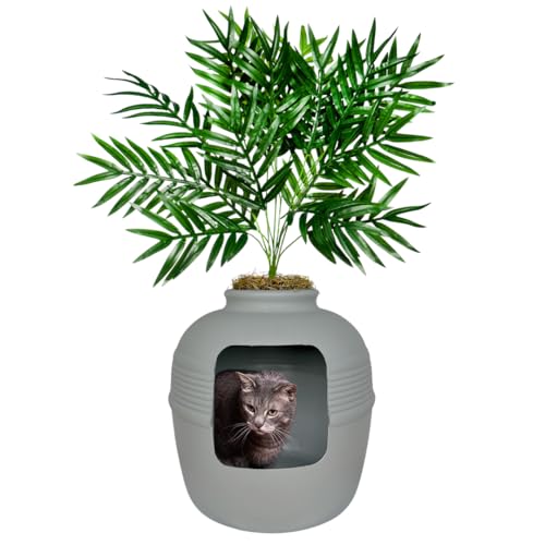 Original Hidden Litter Box Planter (Palm Plant / Base Kit / Pebble Gray)