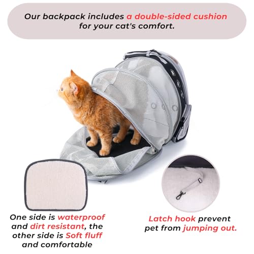 Expandable Bubble Cat Carrier Backpack (Back Expandable-Black)