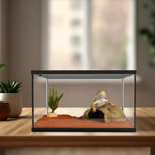 Reptile Glass Tank 16"x11"x9" Terrarium with Top Opening and Screen Ventilation for Leopard Gecko (16*11*9inch)