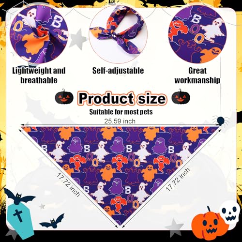 72 Packs Halloween Dog Bandanas Bulk Pumpkin Ghost Pet Bandanas Triangle Scarf Bibs Adjustable Dogs Bandana for Halloween Thanksgiving