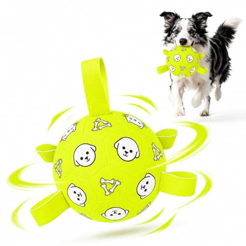 Dog Soccer Ball with Straps (Yellow / Medium-6 Inch)