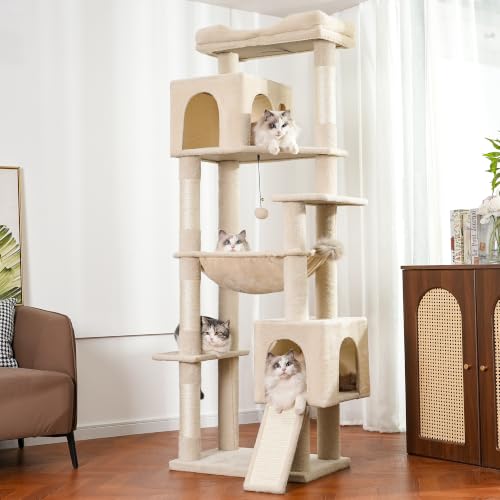 XXL Cat Tree Tower 70”with Oversized Bed (XXL-70" / Beige)