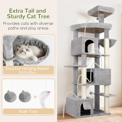 Large Cat Tree for Large Adult Cats (Light Grey)