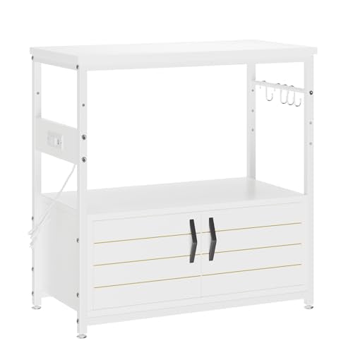20 29 Gallon Fish Tank Stand with Power Outlet & Cabinet (White / 20-29 Gallon)