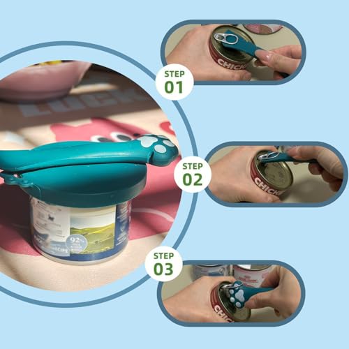 Pet Can Opener & 3 Pcs Cat Food Can Lids (Regular / Dark Blue)