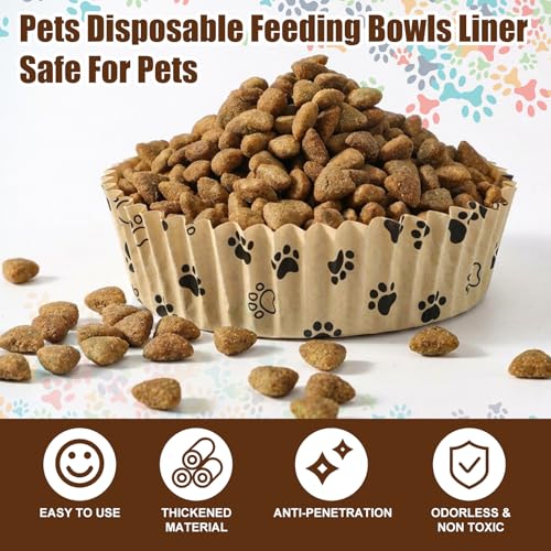 600 Pcs Disposable Pet Bowl Liner for Cat Dogs (Khaki)