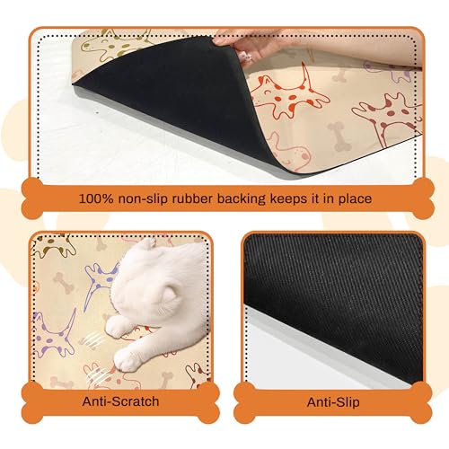 Pet Feeding Mat for Floors Waterproof Dog Mat for Food and Water Absorbent Quick Dry Non Slip mat for Cat Bowls (30"L x 17"W / Yellow)